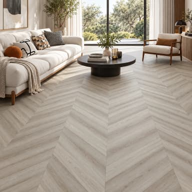 Richmond SPC Chevron - Cappuccino flooring in a living room